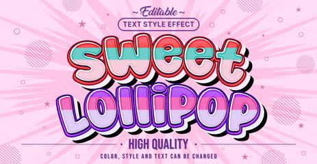 Editable text style effect - Sweet Lollipop text style theme.