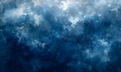 Obraz premium Abstract depiction of turbulent blue clouds or waves, conveying depth and movement.