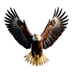 Selbstklebende Fototapeten Majestic bald eagle soaring with wings spread isolated on a transparent background  © MdShuvo