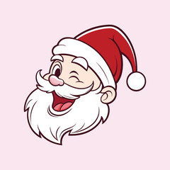 Santa Claus with various expressions. Humorous cartoon character, vector illustration.
