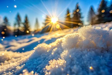 Fototapeta premium Sparkling Snow Closeup: Double Exposure Winter Wonderland Photography