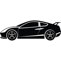 Sports car spoiler silhouette on white background