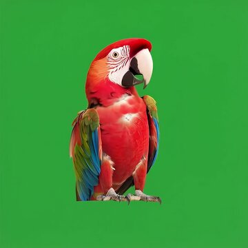 A colorful parrot on a green screen, green screen video stock.