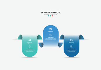 Modern business infographic template with marketing icons and 3 options or steps.