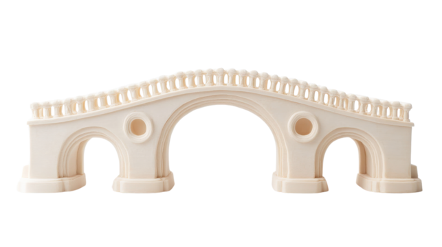 Intricate wooden model of arched bridge design