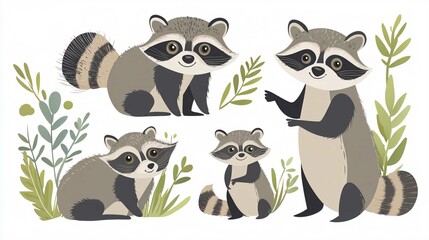 Obraz premium Fun Cartoon Animal Collection Vector Icons Illustration Set