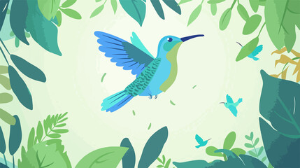 Colorful Cartoon Hummingbird Illustration for Design Projects
