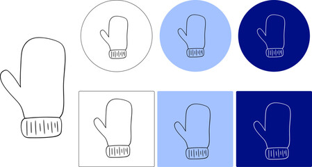 Winter mitten graphic line vector logo illustration for web, app, infographic, etc