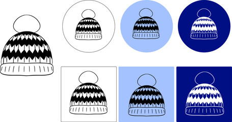 cool winter hat logo vector illustration template design. Graphic line