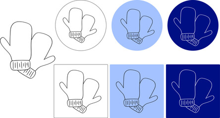 Hand-drawn minimalist illustration of cozy winter mittens. Graphic line vector logo. Perfect for decorations, crafting projects, and seasonal designs. Simple black outline art suitable creative use
