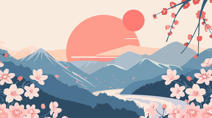 Spring Landscape with Majestic Mountains - Serene Natural Scenery