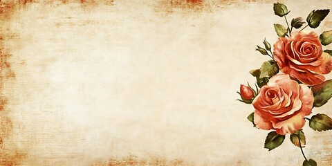 Vintage Floral Background with Two Roses