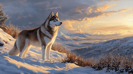 Obraz premium Loyal Husky Looking into Distance