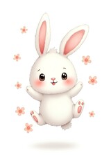 Obraz premium White cartoon bunny dancing
