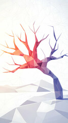 Abstract polygonal tree winter landscape; design element for websites, posters.