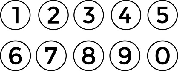     Black and white 1234 number icon number bullet points from one to nine
