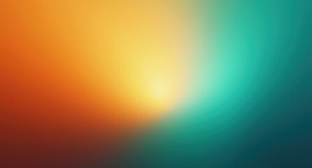 Obraz premium Sunset Orange and Aqua Blue gradient background with dynamic Cyan Green light, abstract soft patterns, high angle, riot style, high-quality digital art on canvas.