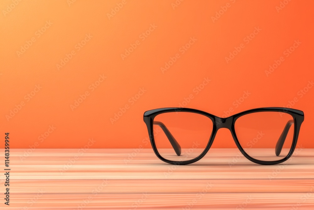 Poster A flat design of a pair of glasses with bold black frames and no background, emphasizing simplicity and style