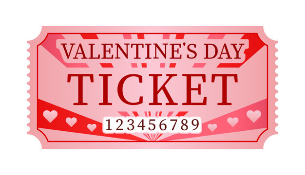 Valentines day ticket or coupon pass romantic love themed