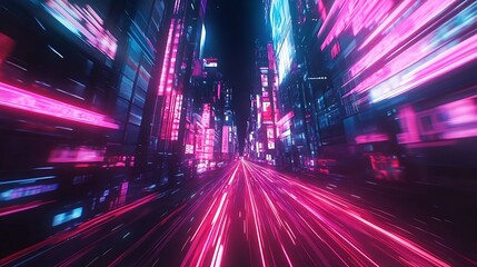 Obraz premium Neon city lights blur.