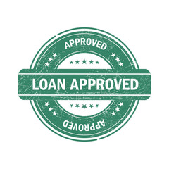 A loan approval stamp that completes the real estate lending process. Blot stamp in grunge style. Vector isolated illustration