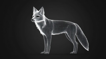 Obraz premium Wireframe model of a fox on a dark background.