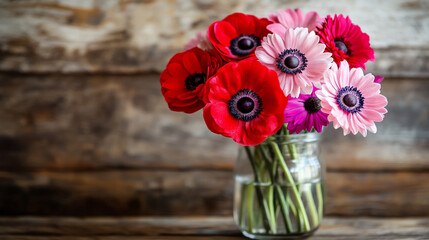 "Stunning Red and Pink Anemone and Gerbera Daisy Floral Arrangements"