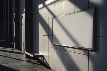 Obraz premium Wall Mounted Sign on Building Mockup Large Roadside Sign Board For Advertisement Roadside Billboard Sign Mockup Outdoor Signage