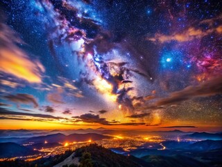 Fototapeta premium Stunning Nebula Galaxy Space Night Sky Aerial Photography Background Image