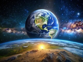 Stunning Night Photography: Moon & Earth, Celestial Landscape, Night Sky, Lunar Eclipse, Starry Night, Galaxy, Space, Cosmos, Moonlight, Dark Sky, Planetary