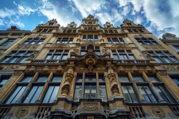 Fototapeta premium Impressive building facade displaying ornate architecture in antwerp