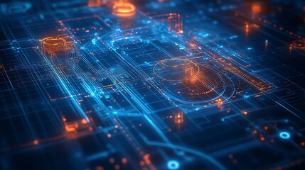 Fototapeta premium Wireframe architectural design highlights futuristic concepts and complex networked structural systems picture