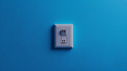Single Electrical Outlet Mounted on a Bright Blue Wall Perfect for Modern Interior Design Projects, Home Renovation Ideas, and Creative Usage in Various Spaces