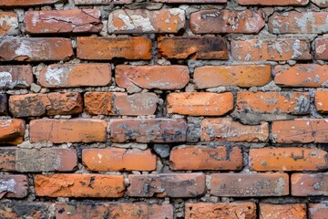 Obraz premium Old damaged brick wall showing signs of ageing and decaying