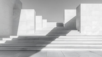 Obraz premium White marble stairs in sunlight.