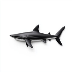 Naklejka premium Sleek shark swimming gracefully on white background, showcasing its form