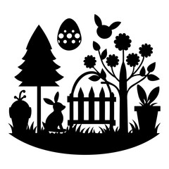 A Garden of Easter Blessings vector silhouette
