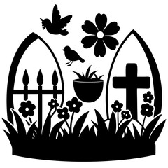 A Garden of Easter Blessings vector silhouette