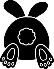 Isolated bunny butt silhouette.
Cute rabbit Tail icon.
Transparent background.