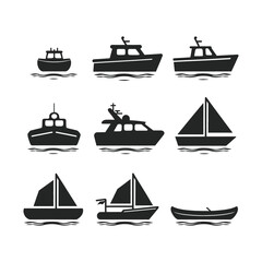 Set of black ship icon