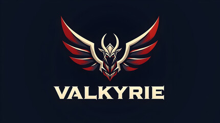Epic Valkyrie Logo Design Featuring Bold Wings and Intricate Helmet Embellishments