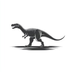 Fototapeta premium Grey monochrome illustration of a dinosaur.