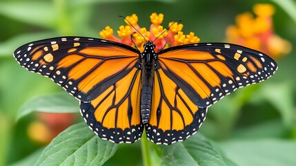 Naklejka premium Monarch butterfly on flower.