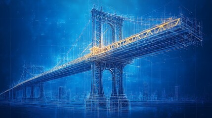 Futuristic bridge blueprint highlights architectural precision and innovative urban design elements image