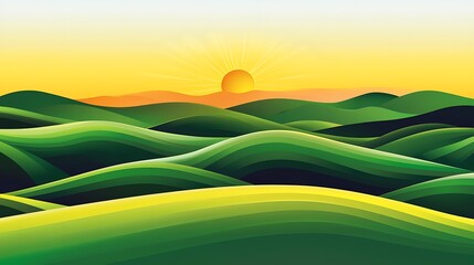 Obraz premium Sunset over rolling hills.