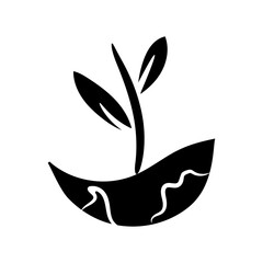 Silhouette of young buds over the earth, Environment Day and world ozone day vector