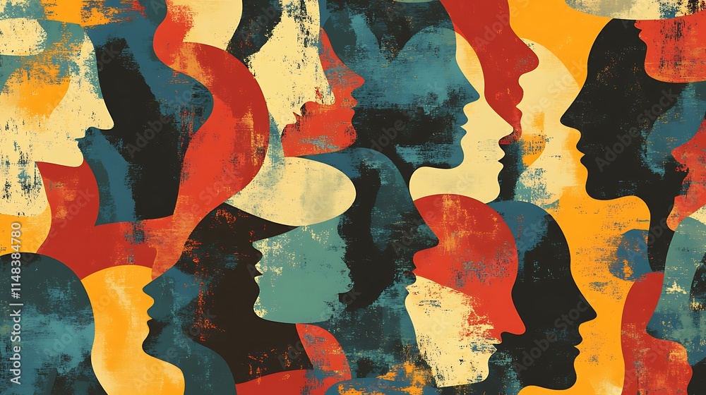 Poster abstract faces pattern. (2)