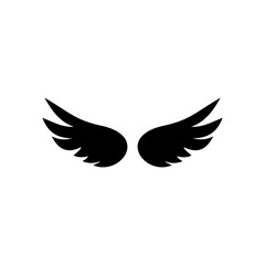 Wings black logo icon. Silhouette Angel wings vector icon logo