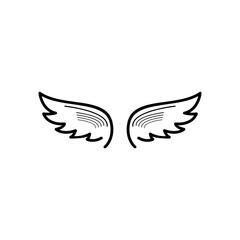Beauty Line Wings logo icon. Silhouette Angel wings vector icon logo