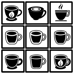 Obraz premium Abstract Love-Themed Coffee Cup Art with Curved Lines and Simple Elegance